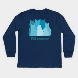 Shades of Teal Cat Choir Kids Long Sleeve T-Shirt